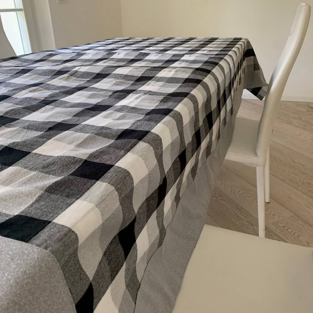 Tovaglie tinto in filo Carnaby grigio e lurex 140 X 180
