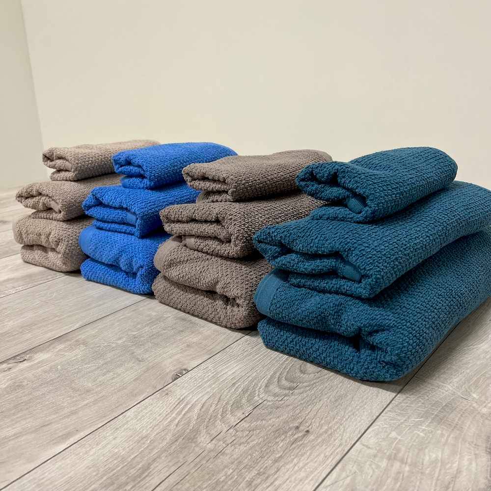 Coppia asciugamani chicco di riso grigio fumo