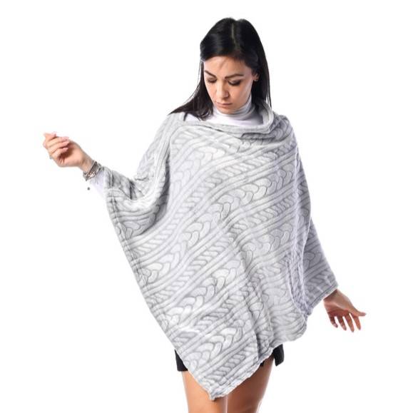 Poncho intrecciato grigio