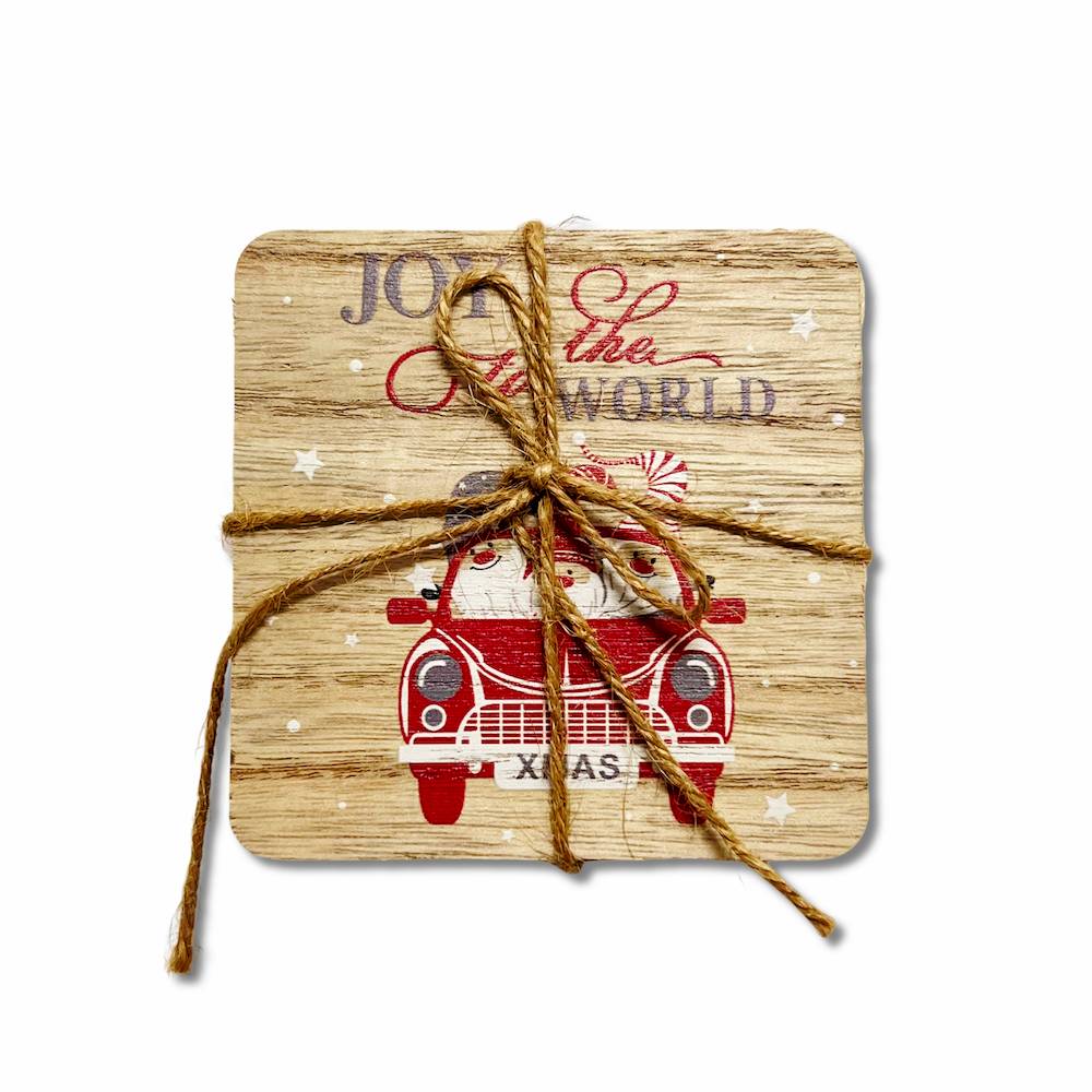 Set 6 sottobicchieri cuore in legno con scatolina