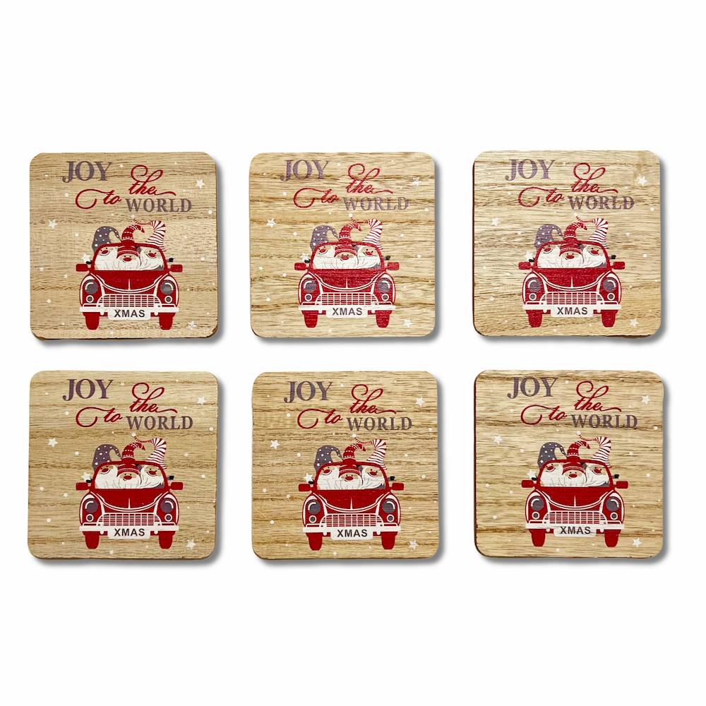 Set Di 6 Sottobicchieri In Legno A Forma Di Cuore - Stonebriar - Rustico Fatto A Mano