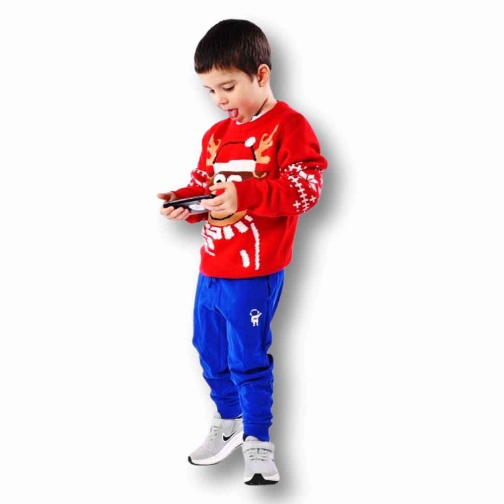 Maglione natalizio Bambino Renna Rudolf rosso