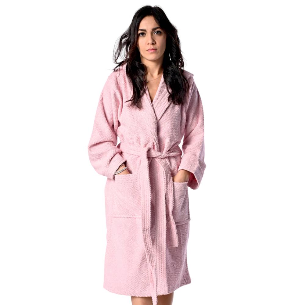 Accappatoio con cappuccio chicco di riso rosa Personalizzato