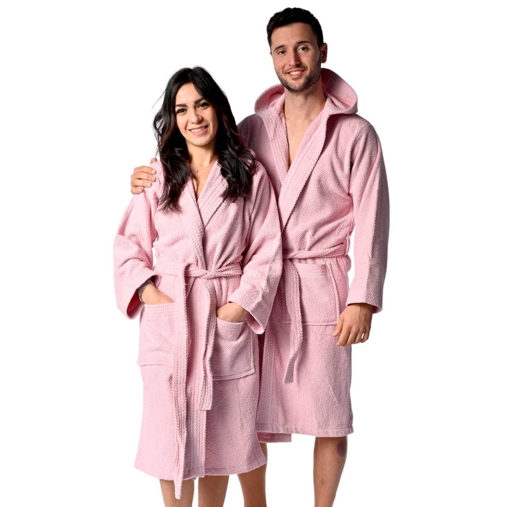 Accappatoio con cappuccio chicco di riso rosa Personalizzato