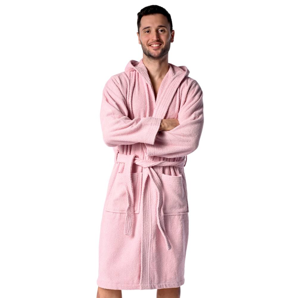 Accappatoio con cappuccio chicco di riso rosa Personalizzato