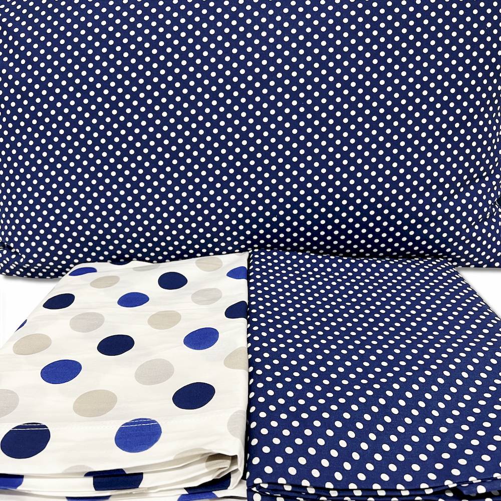 Completo Lenzuola Pois blu matrimoniale