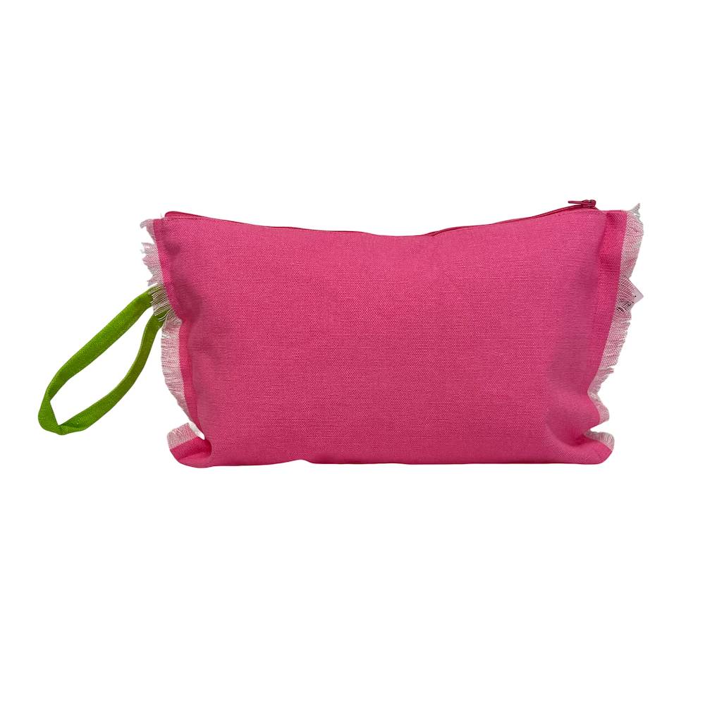 Pochette frange fluo fuxia e verde Le tele di Margi