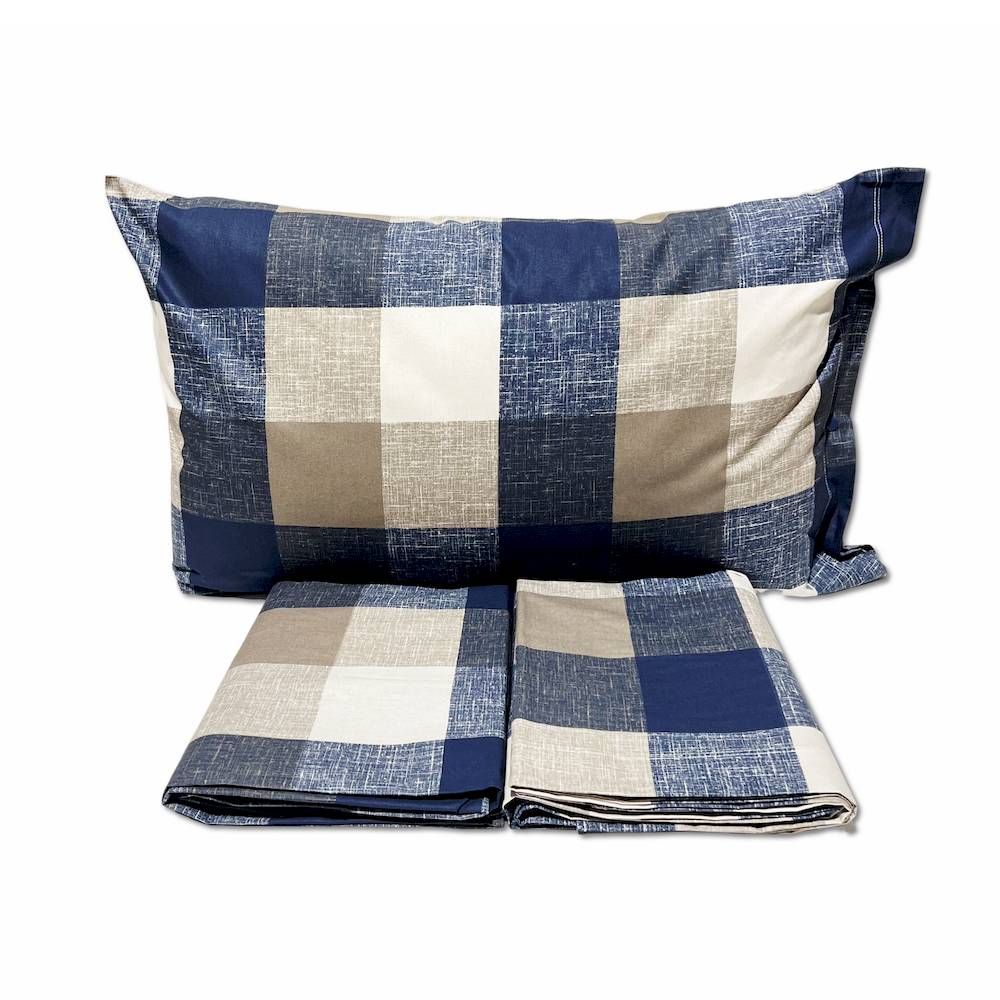Completo Lenzuola Quadrettone blu Singolo