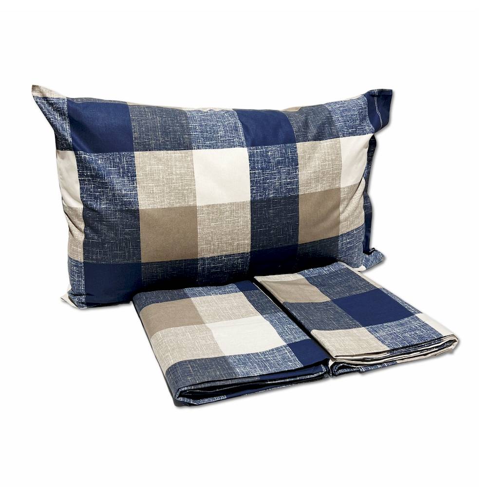 Completo Lenzuola Quadrettone blu Singolo