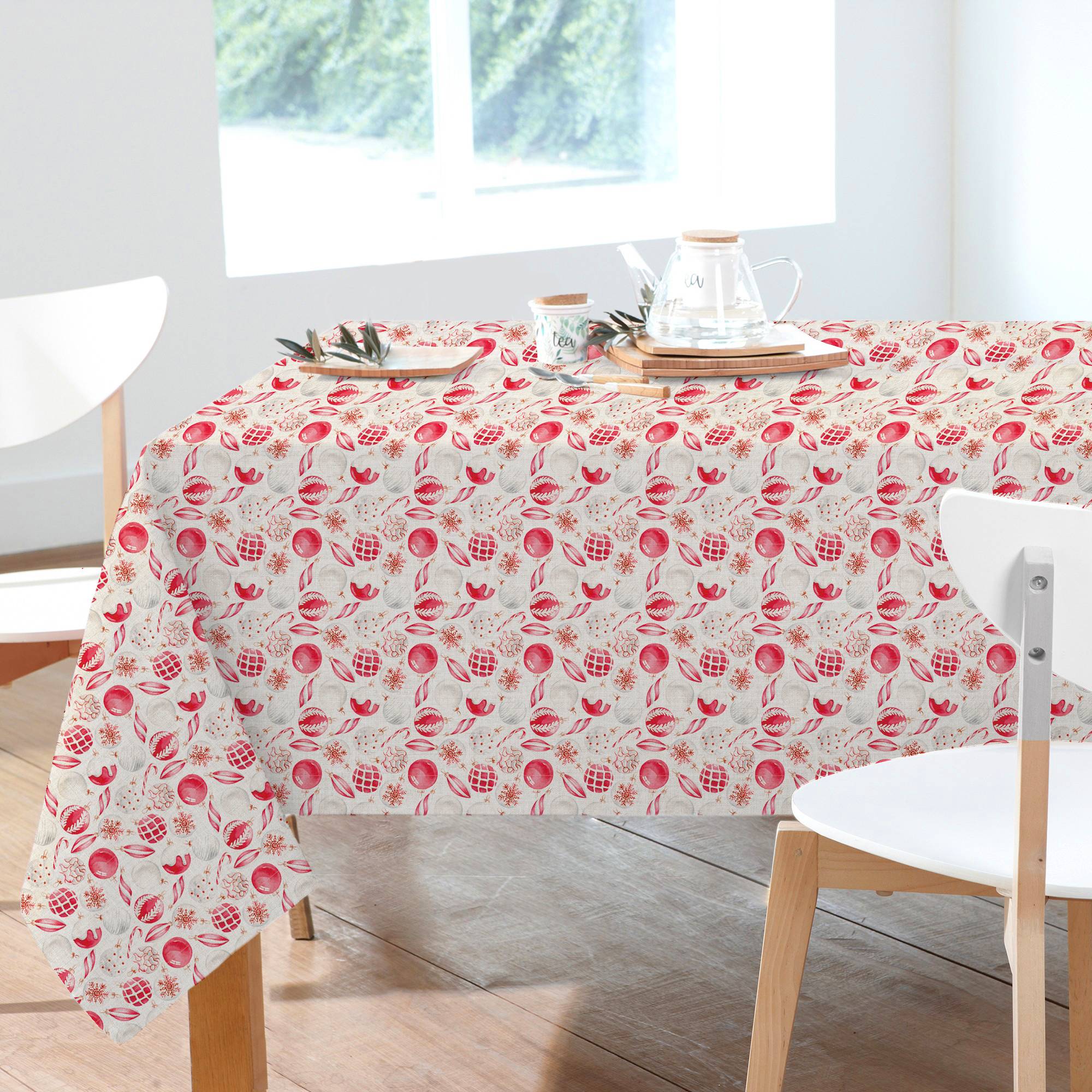 Tovaglia no stiro Kriss palline di natale 140 x 240