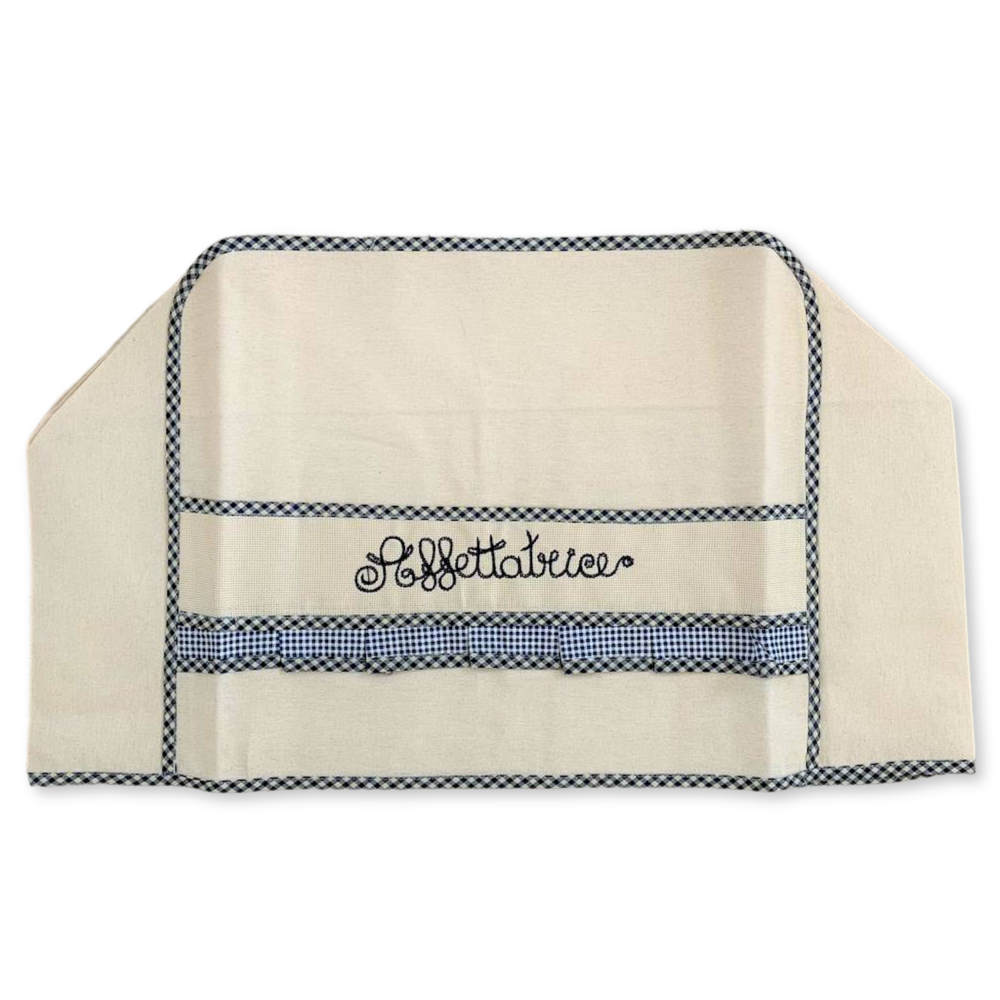 Copriaffettatrice ricamato blu piccolo