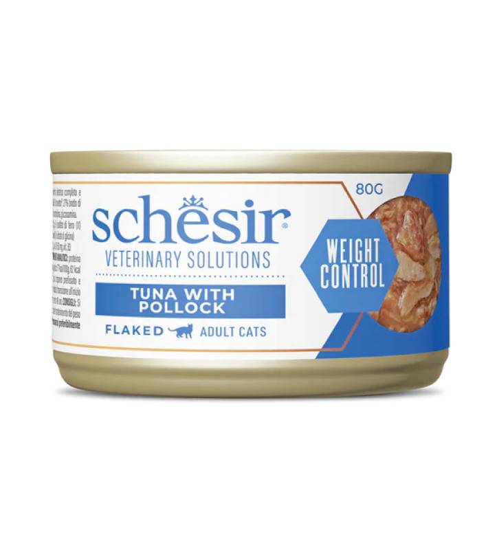 Schesir - Veterinary Solution Feline - Fiocchi - Weight Control - 8 lattine da 80gr