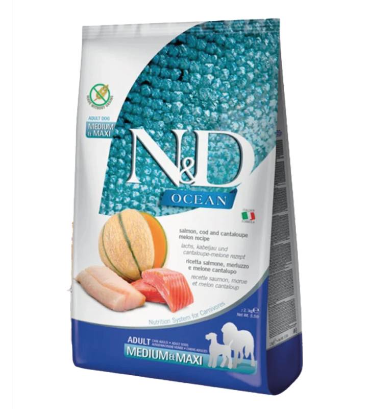 Croccantini Farmina N&amp;D Ocean Per Cani - Con Merluzzo, Zucca E Arancia, 12 Kg